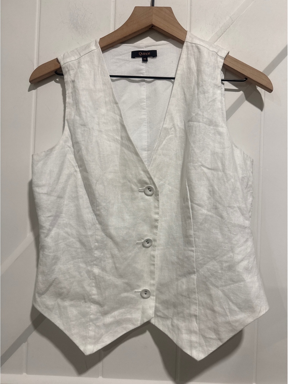 Quince Women's White 100% Linen Button-Up Vest XS